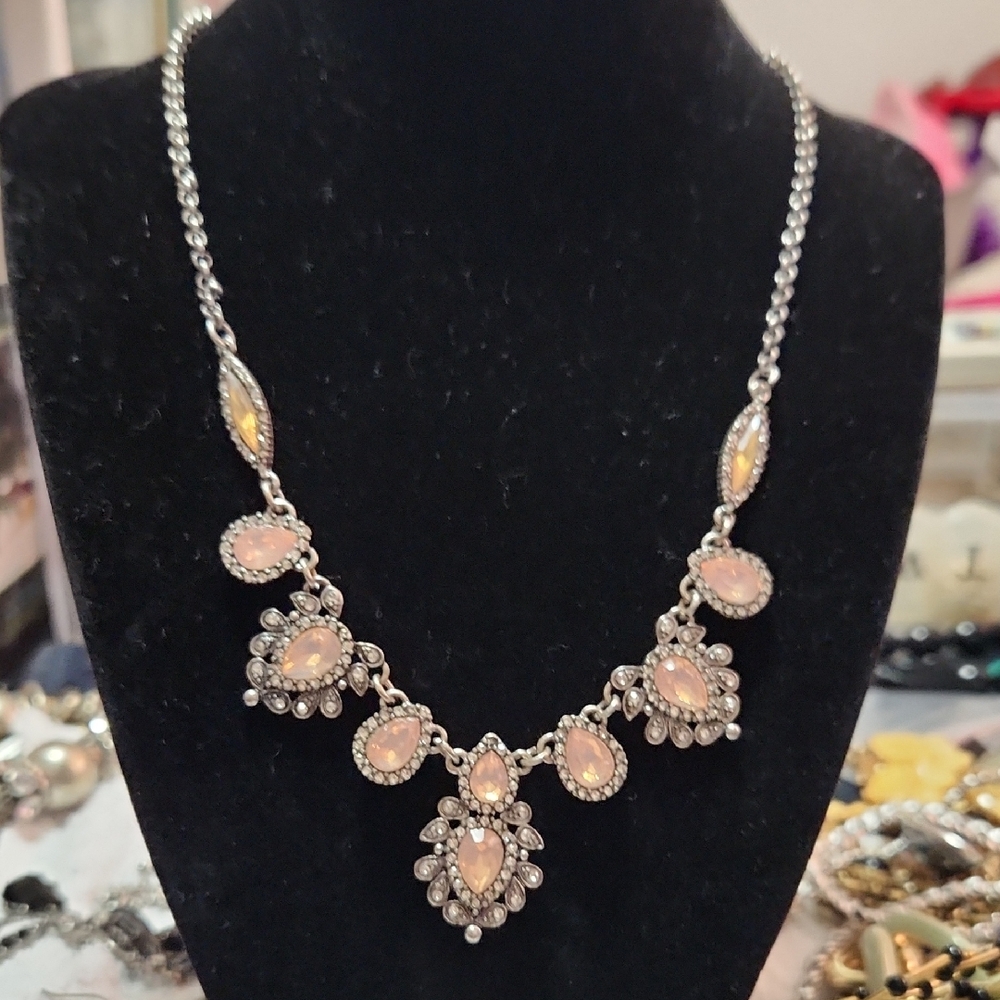 Elegant Silver and Pink Necklace